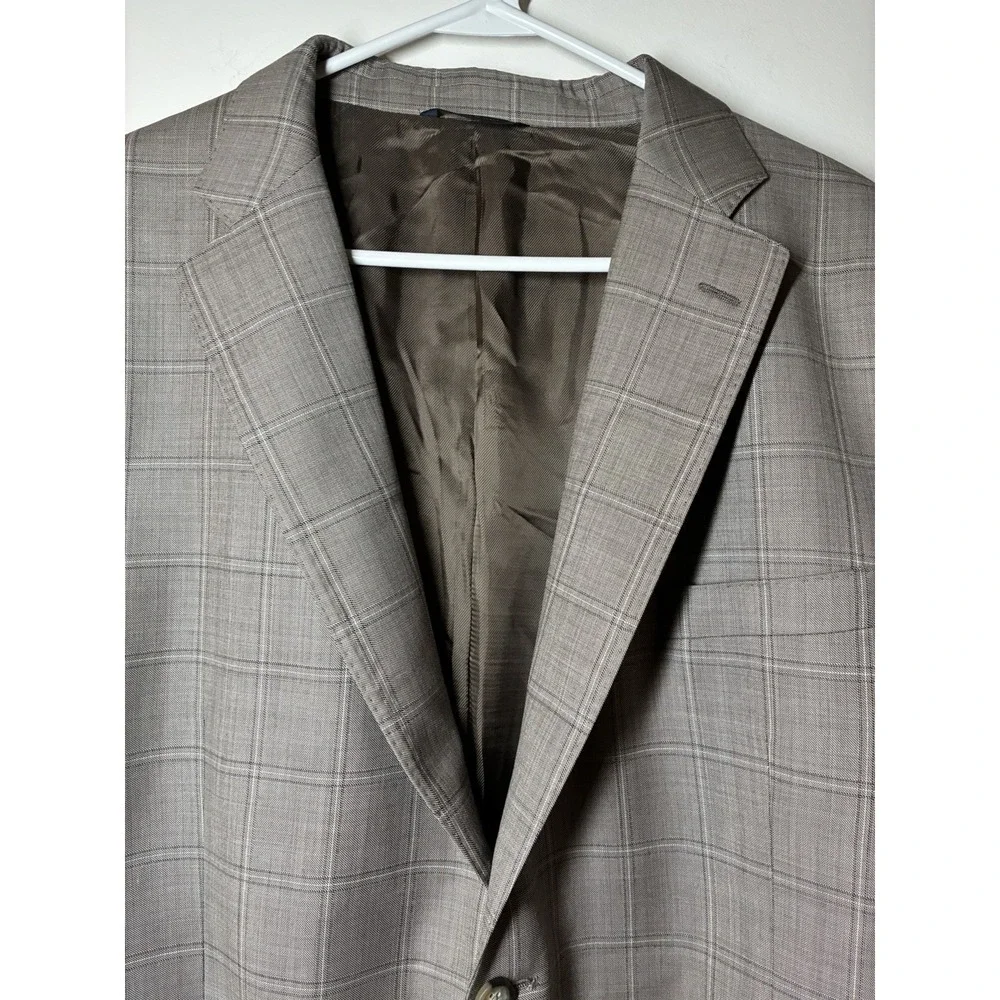 Brooks Brothers sport coat 1818 collections gry & tan/brown plaid Italy 50L Wool